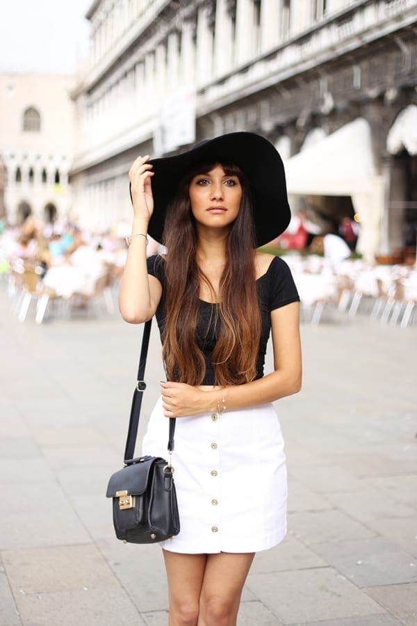 Anoushka Probyn Fashion Blog Venice Missguided Button Up Skirt 70's Floppy Hat Topshop