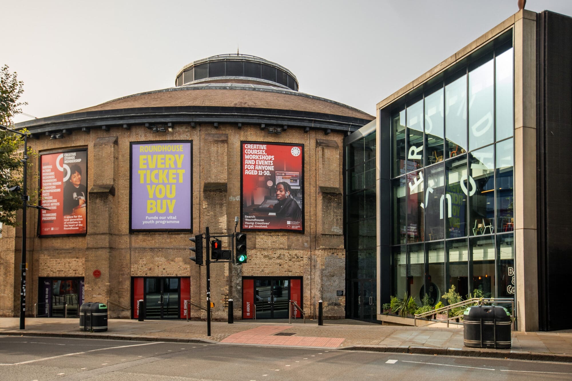 A landscape photograph of the exterior of the Roundhouse Camden music venue London Things to do live music