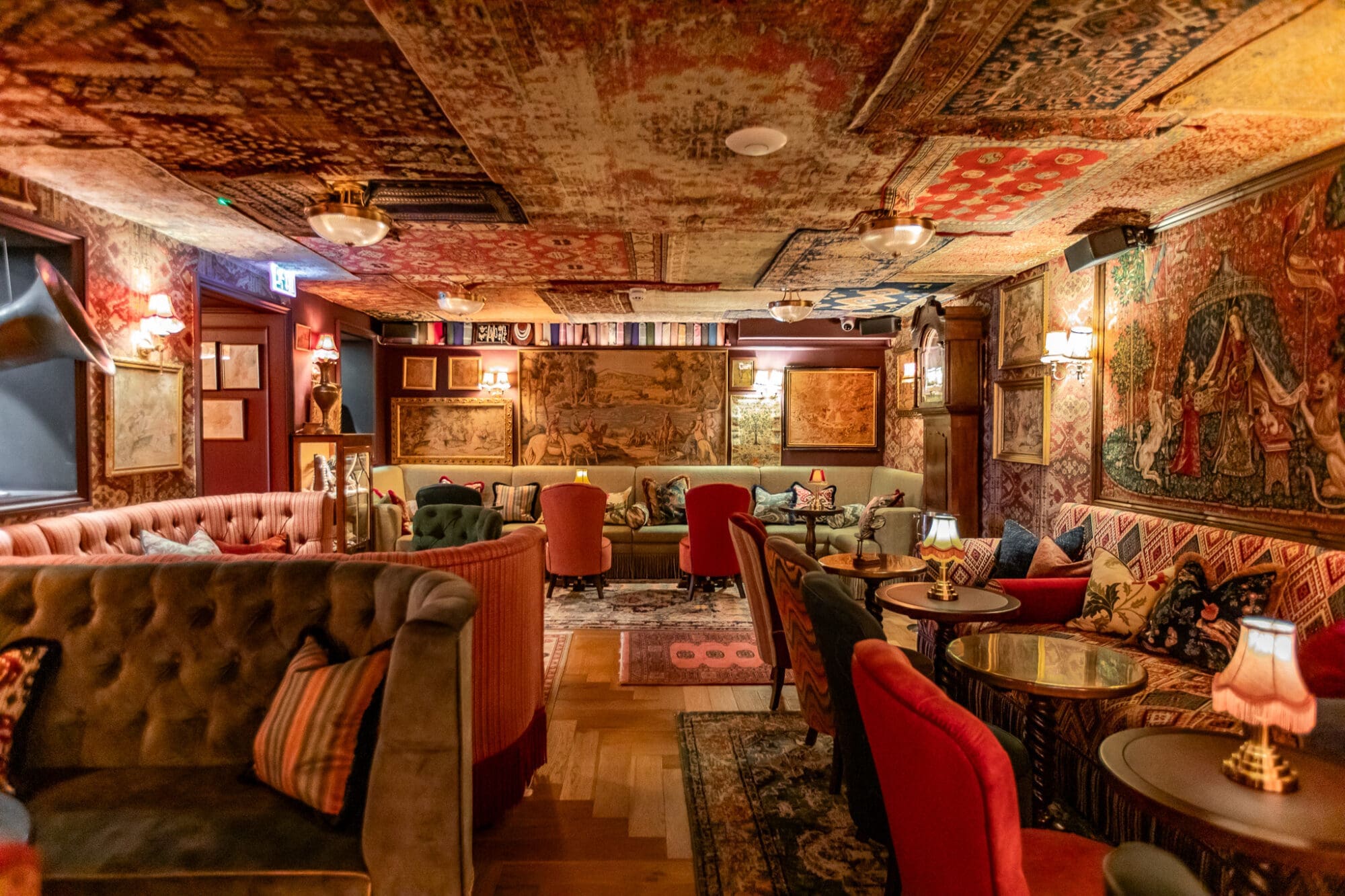The fabric filled interiors of soho cocktail bar Mr Fogg's pawnbrokers