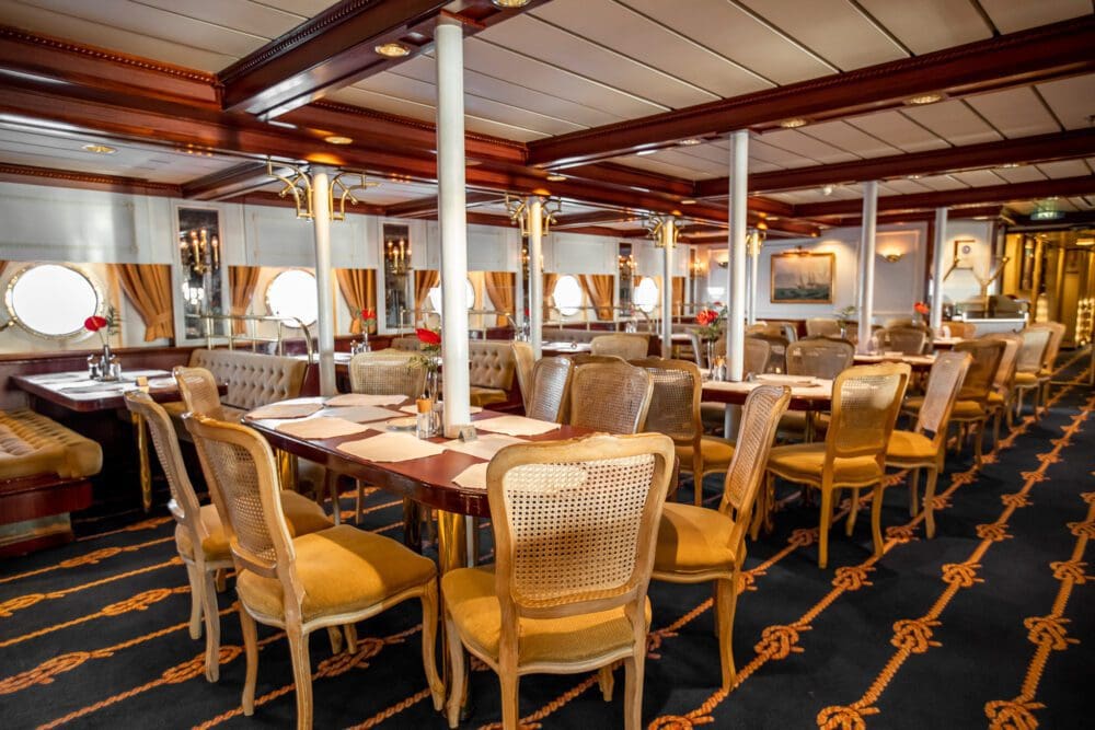 Star Clippers Cruise Review Dining Room On Board Ship Vintage Interior UK Travel Blogger