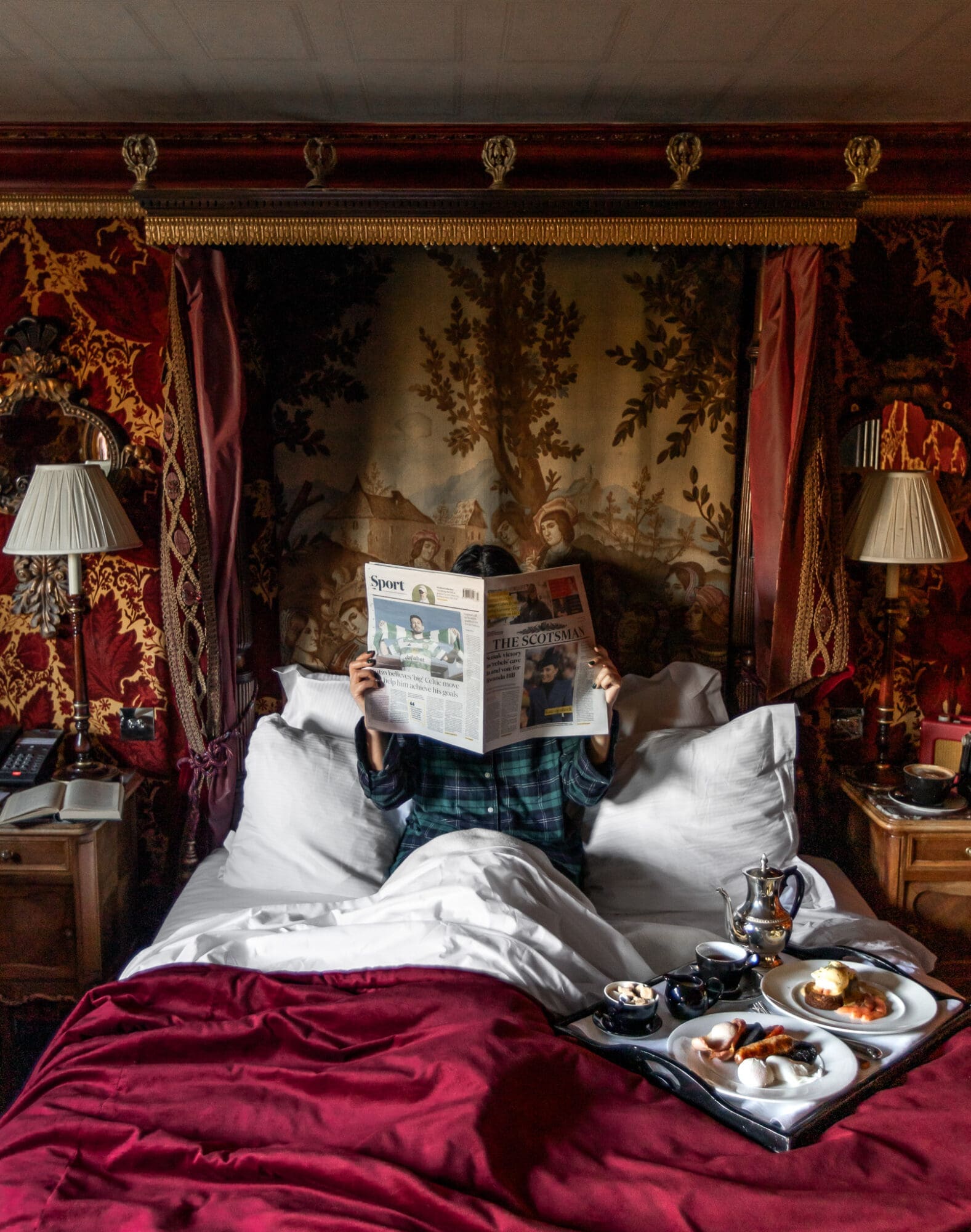 Breakfast in bed Prestonfield House Hotel Edinburgh