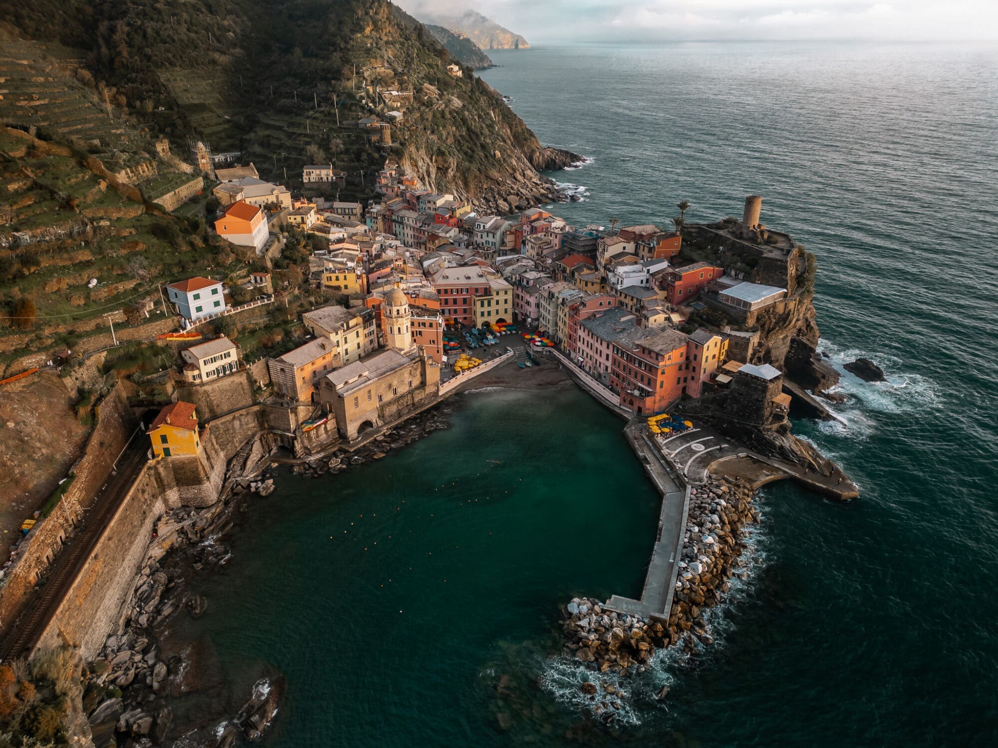Cinque Terre Travel Guide Things to do, Vernazza drone photography