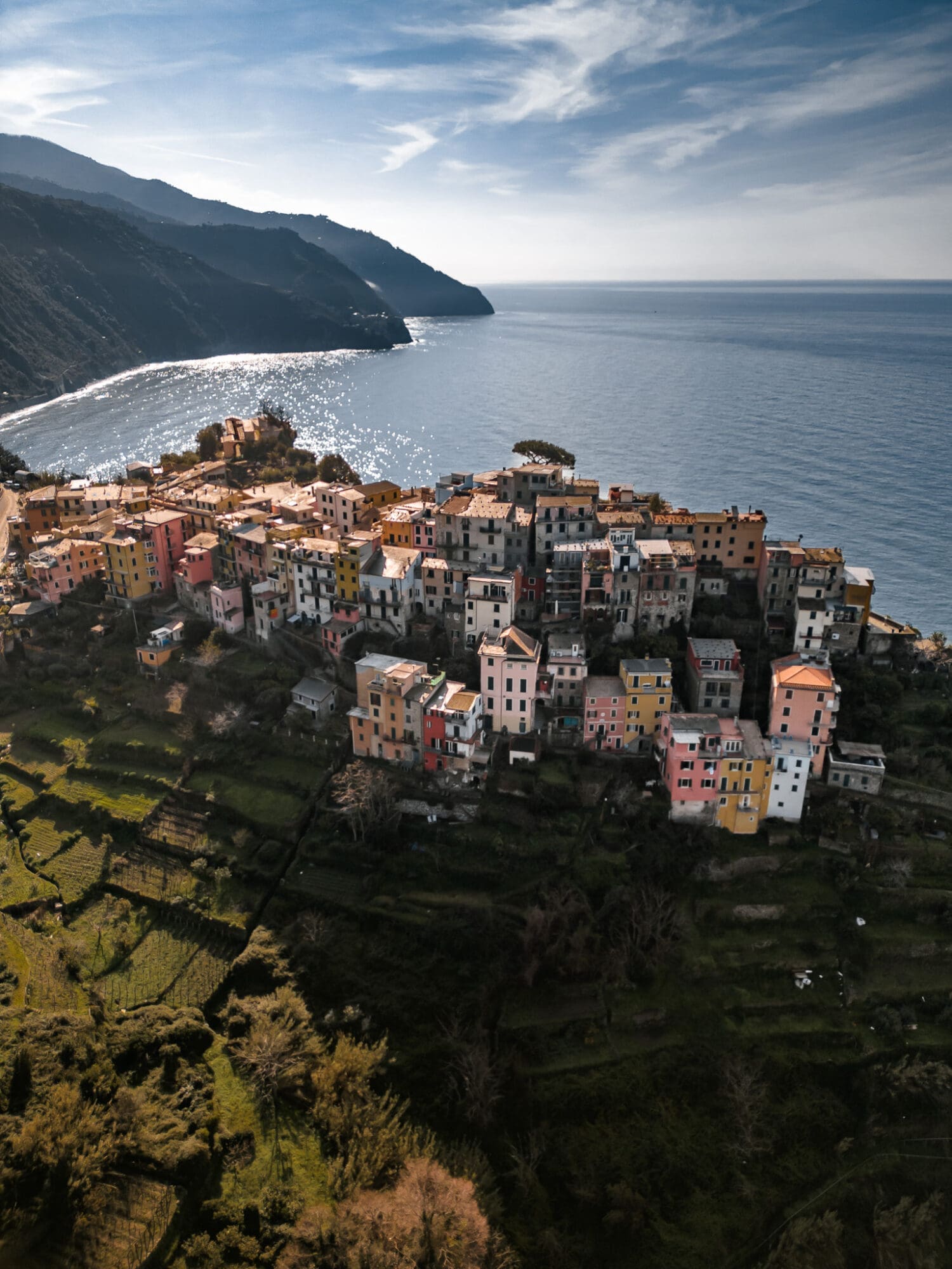 Corniglia Cinque Terre Town Drone Photography