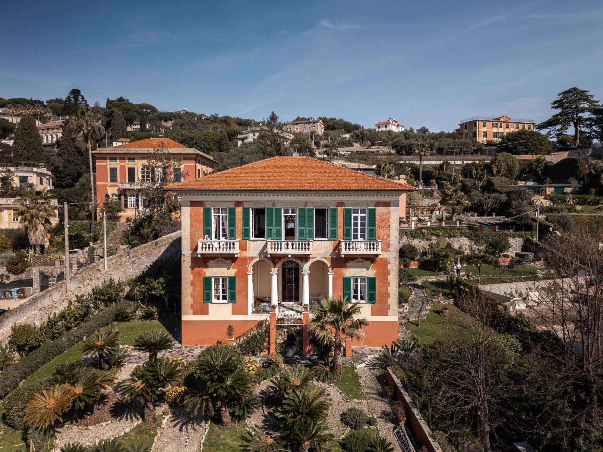Villa Gelsomino Review captured from the drone Santa Margherita Ligure Italy