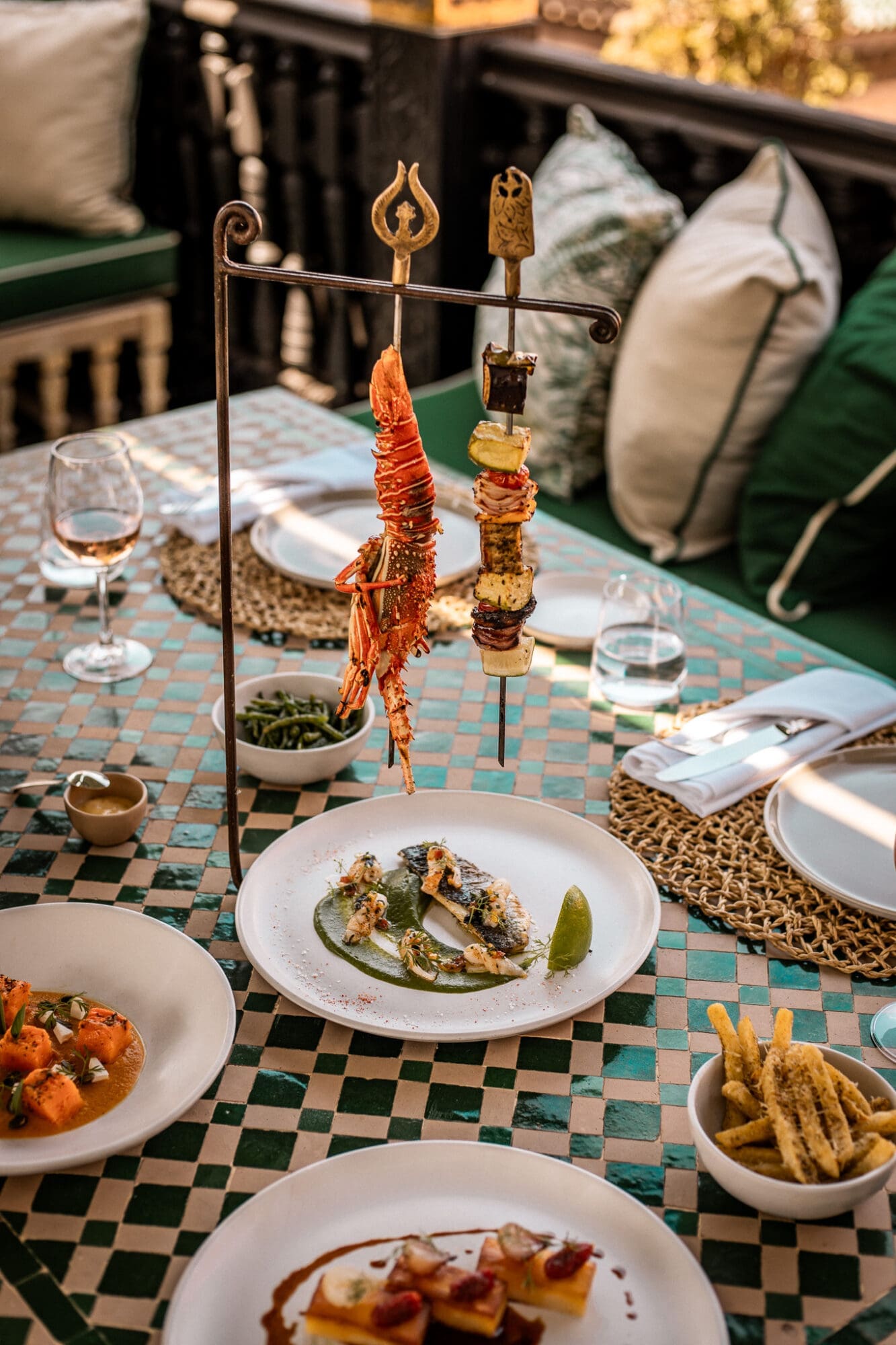 Le Table du Souk Restaurant La Sultana Hotel Marrakech Rooftop Lunch Food Lobster