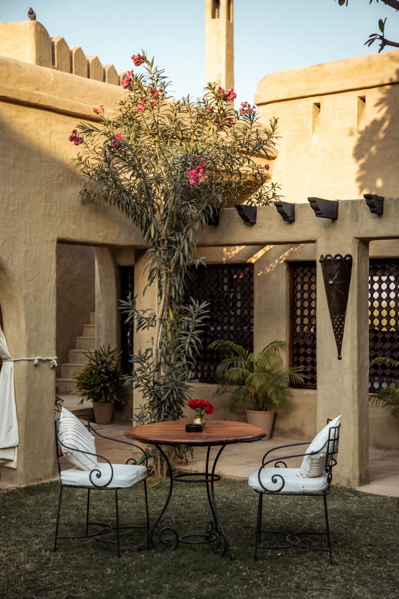 A quiet corner at Mihir Garh Hotel Rajasthan