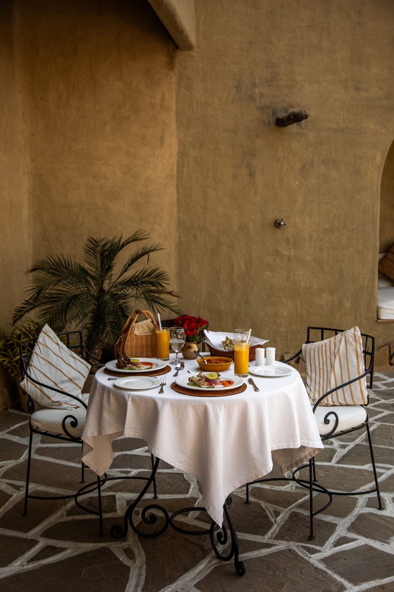 Lunch on the terrace at Mihir Garh Hotel