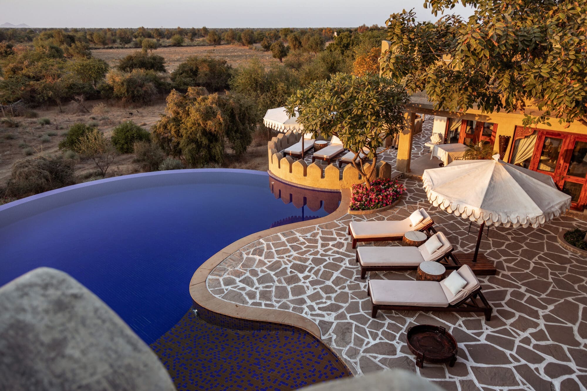 Mihir Garh Hotel Review Rajasthan Jodhpur House of Rohet Pool at Golden Hour Sunset