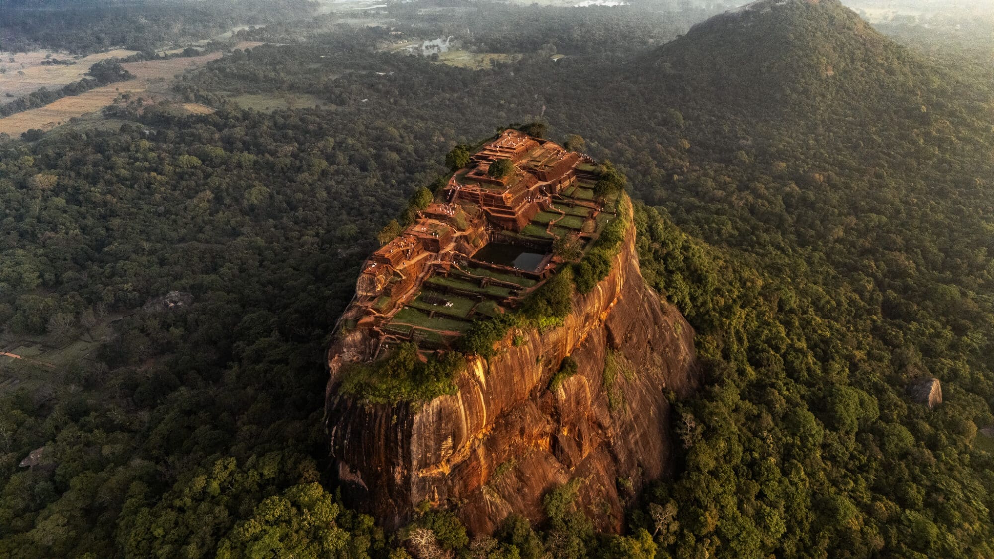 Lion's Rock Sigiriya Sri Lanka at Sunrise from above