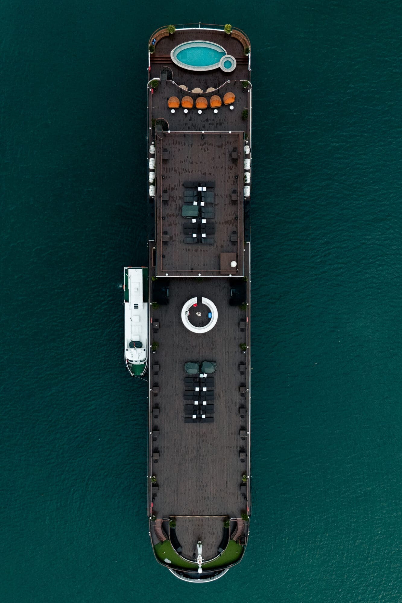 Drone aerial photograph of Indochine Premium Ha Long Bay Cruise