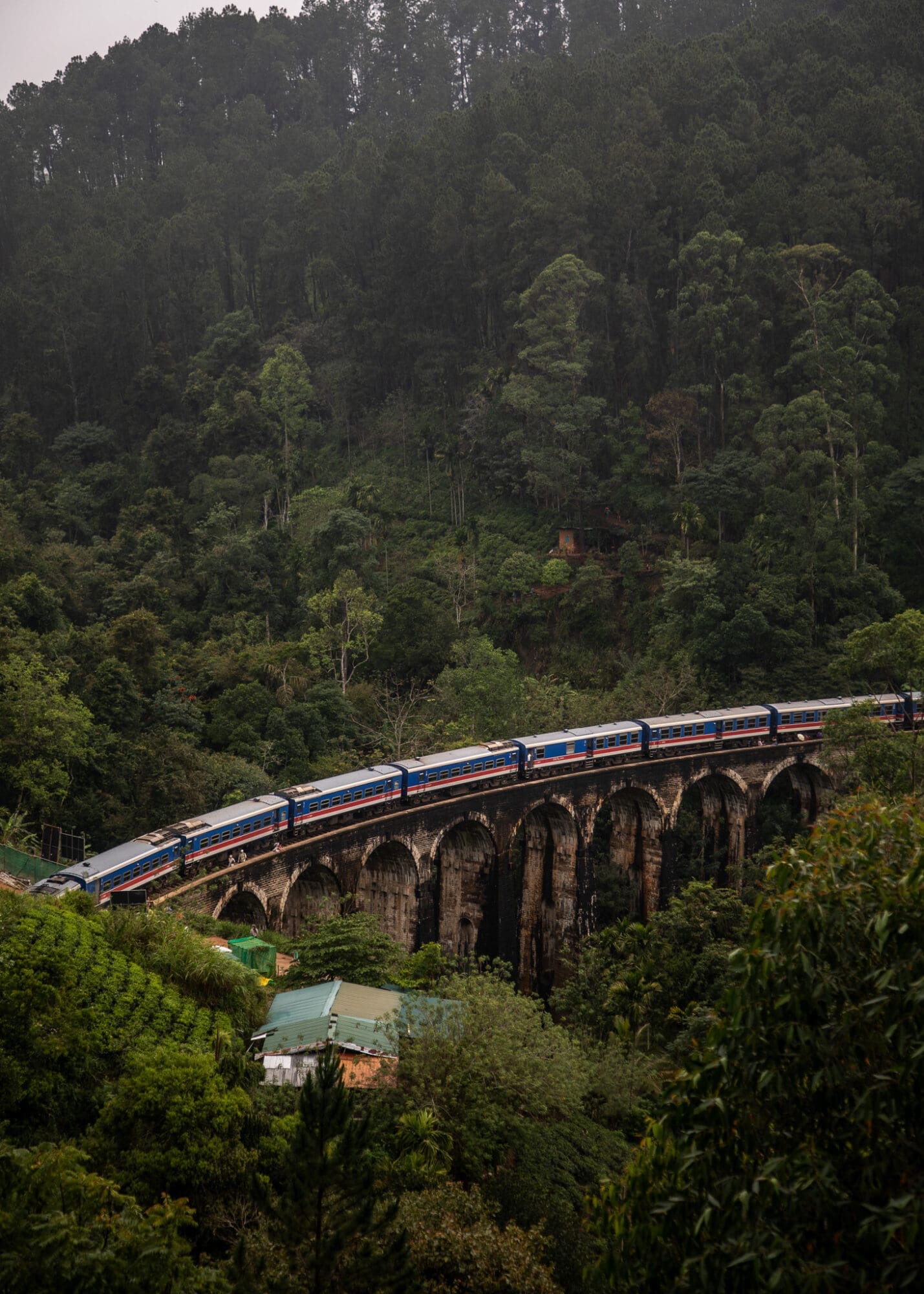 Kandy to Ella train over Nine Arch Bridge