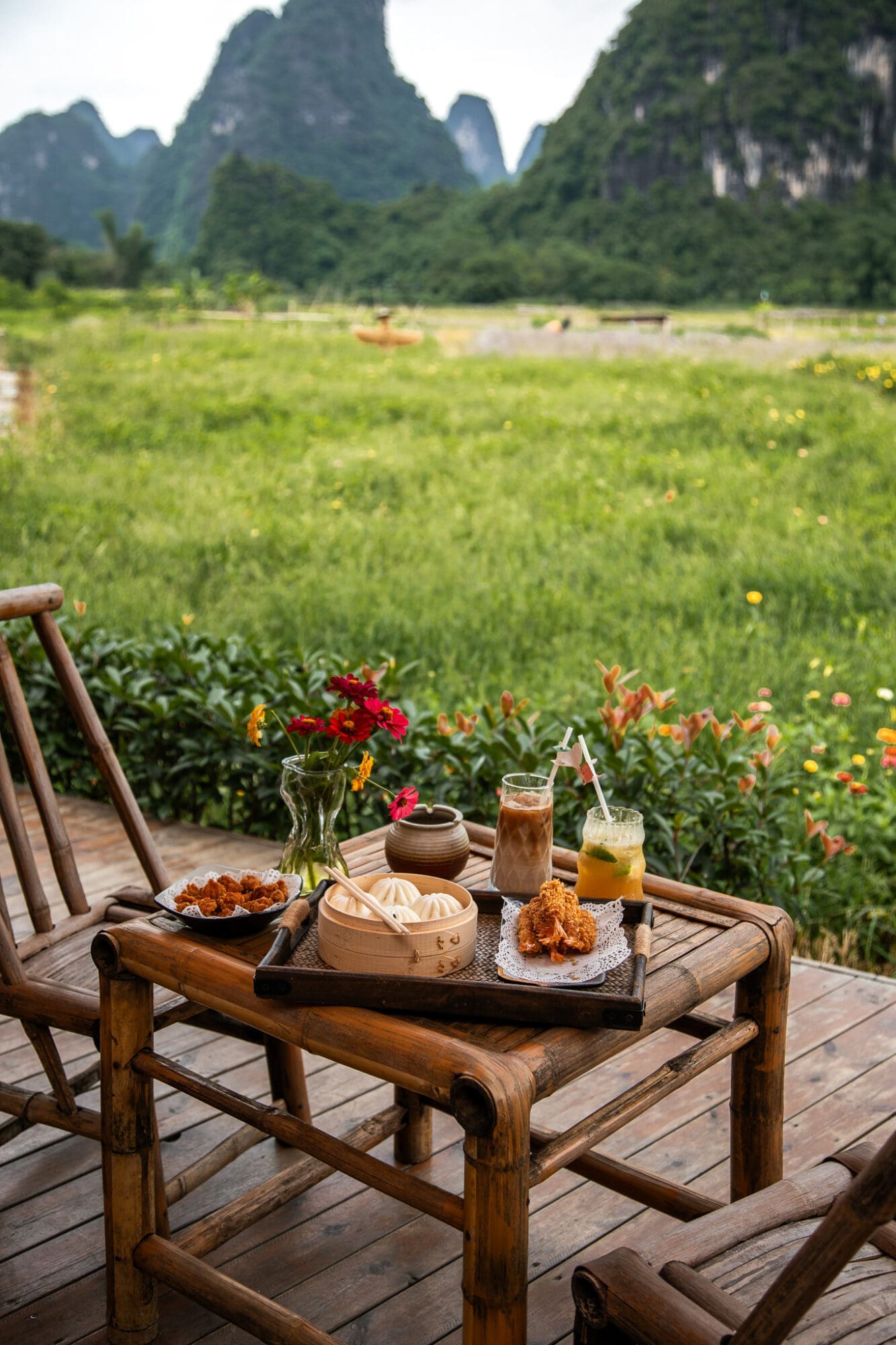 Cafe in Guilin with views over the Karst landscapes