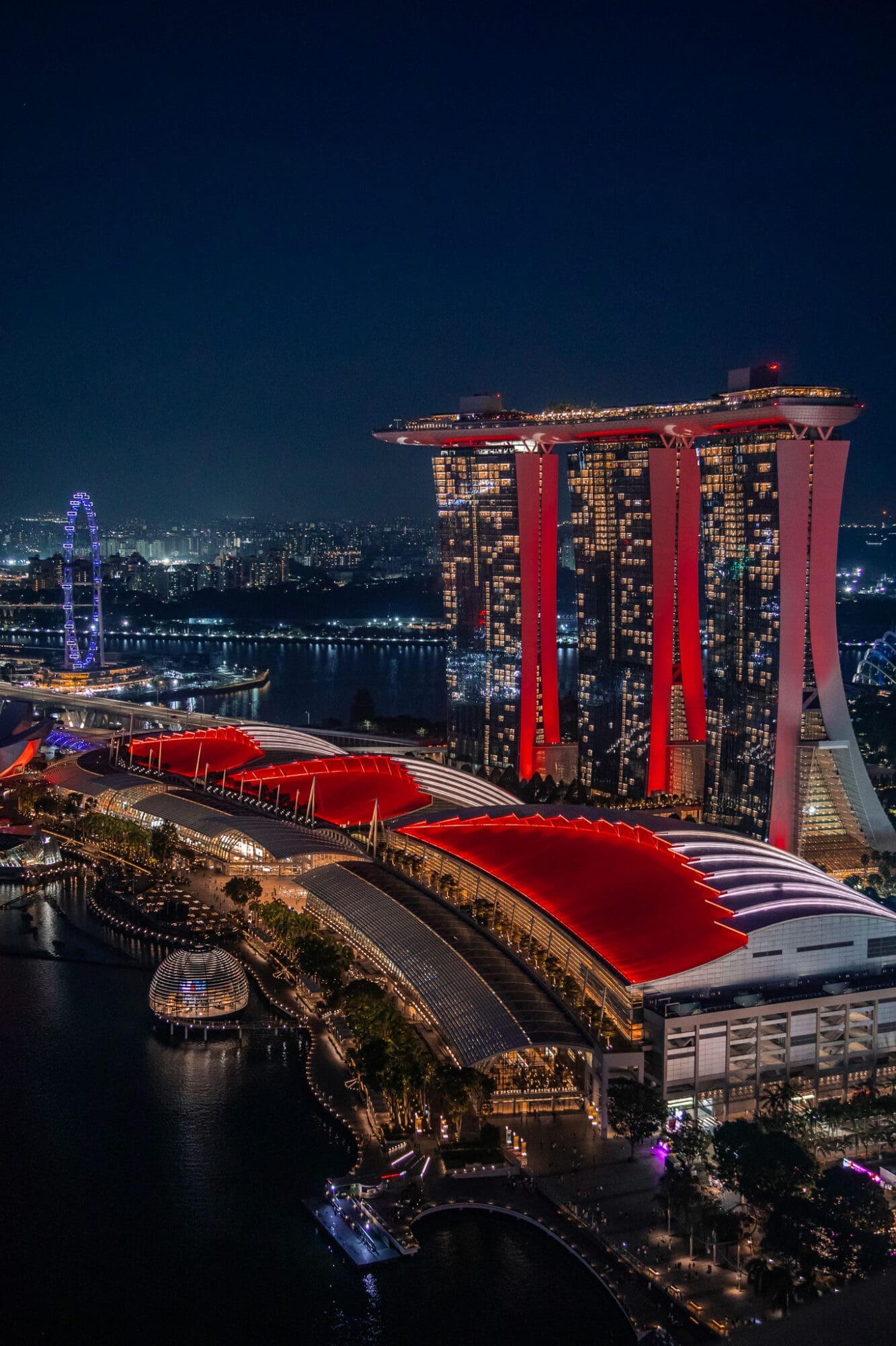 Rooftop bar level 33 Singapore skyline at night