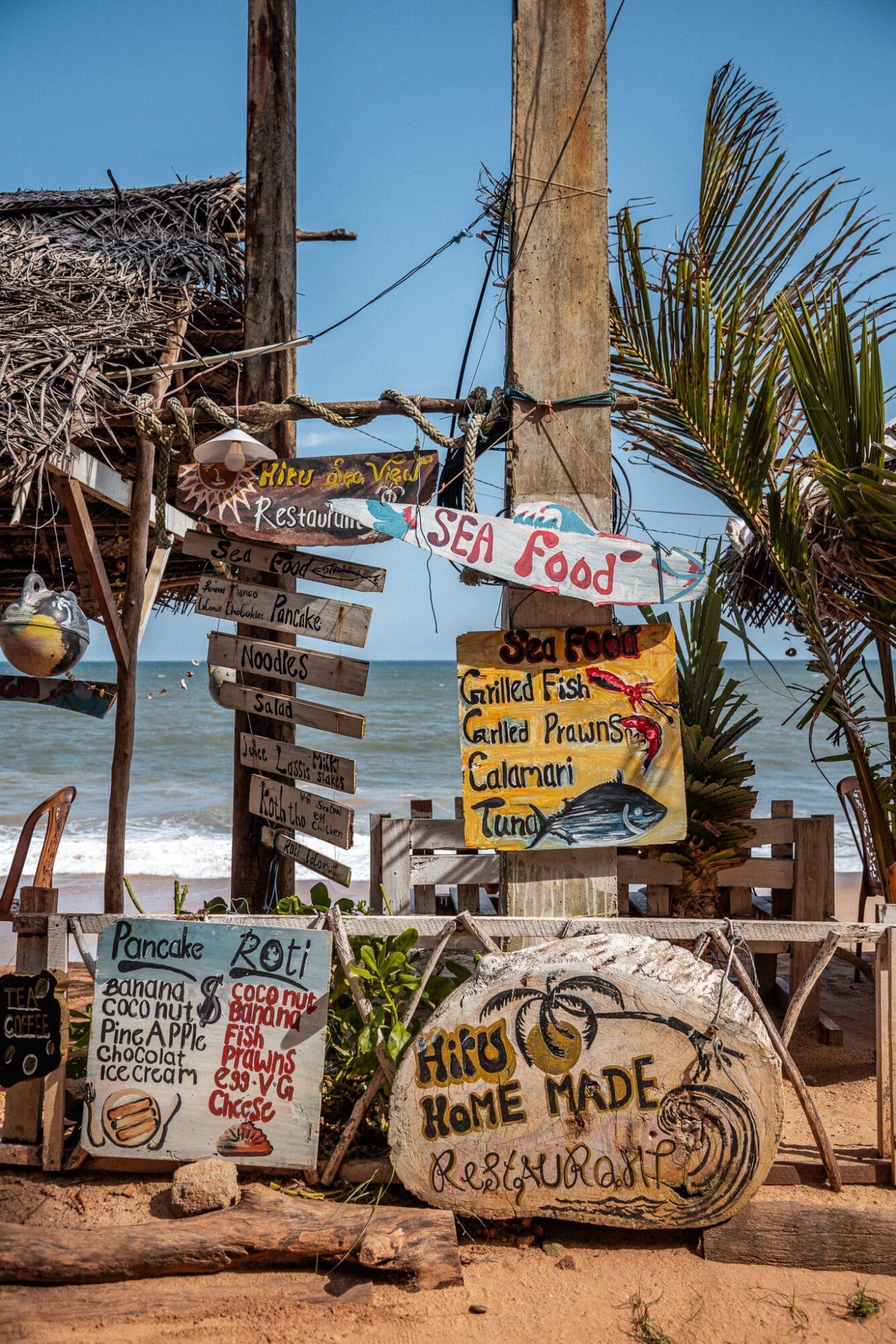 Tangalle Beach Restaurant Signs Sri Lanka South Coast
