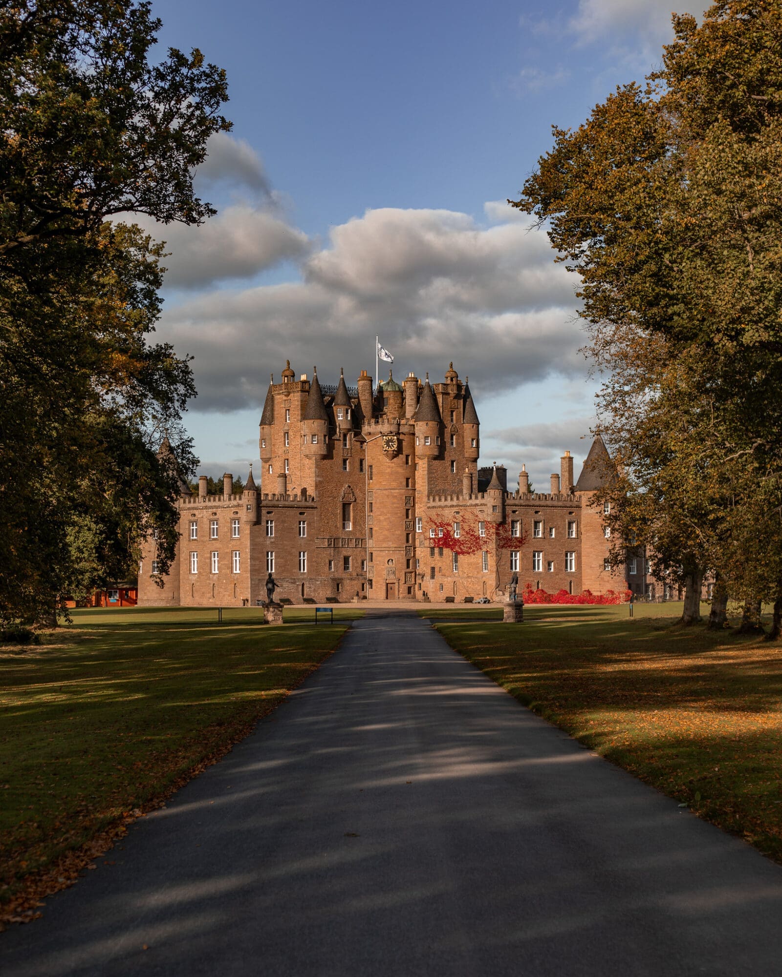 Glamis Castle Autumn Driveway Scotland Castles