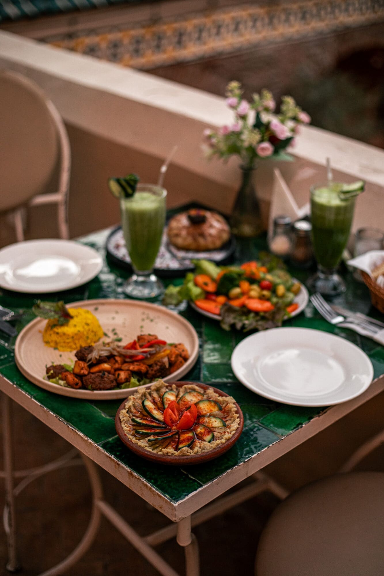 La Fountaine Des Epices Rooftop Restaurant Marrakech Food Dinner