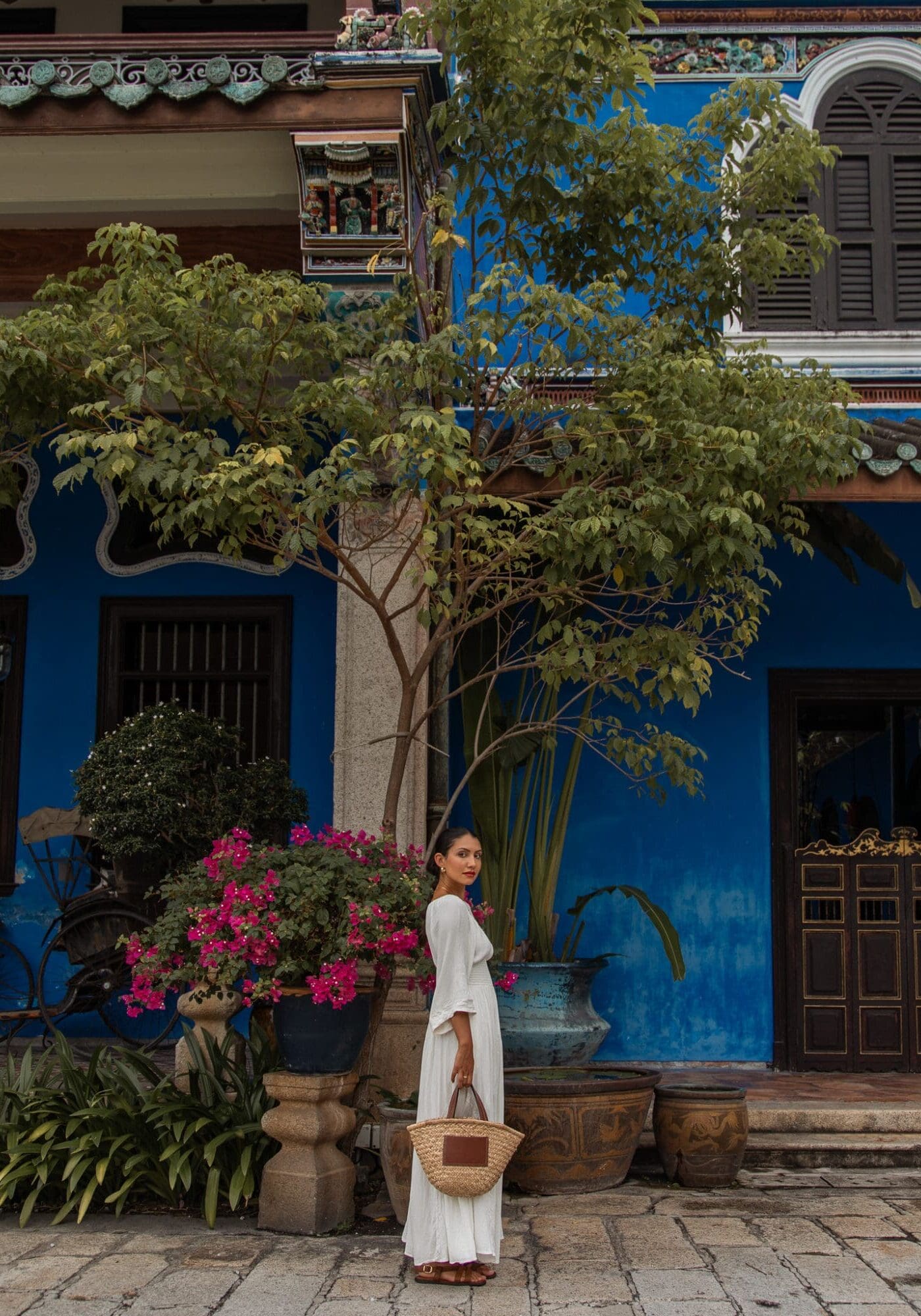 Cheong Fatt Tze Mansion The Blue Mansion Exterior George Town Penang Malaysia Flowers