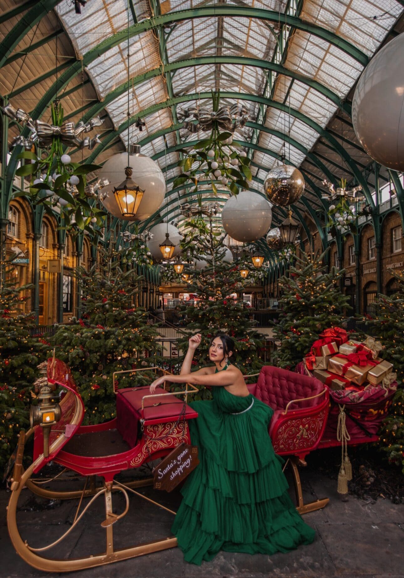 Covent Garden Piazza Christmas in London Display Instagram Photo Opp Sleigh
