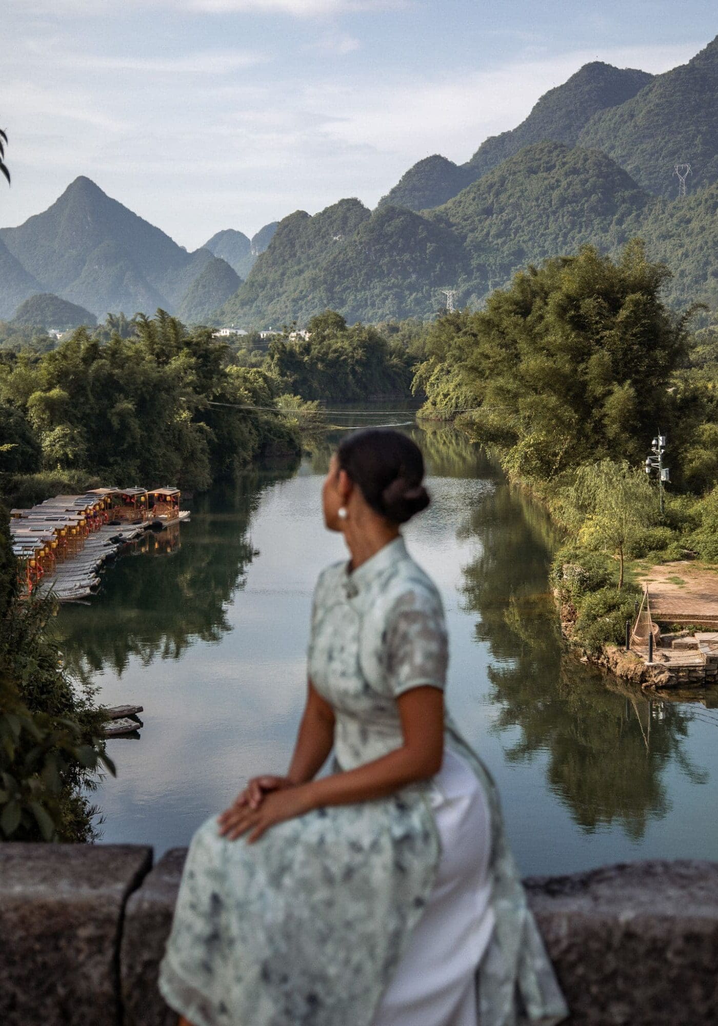 Guilin Travel Guide Itinerary China Yangshuo Fuli Bridge View Karst Mountains