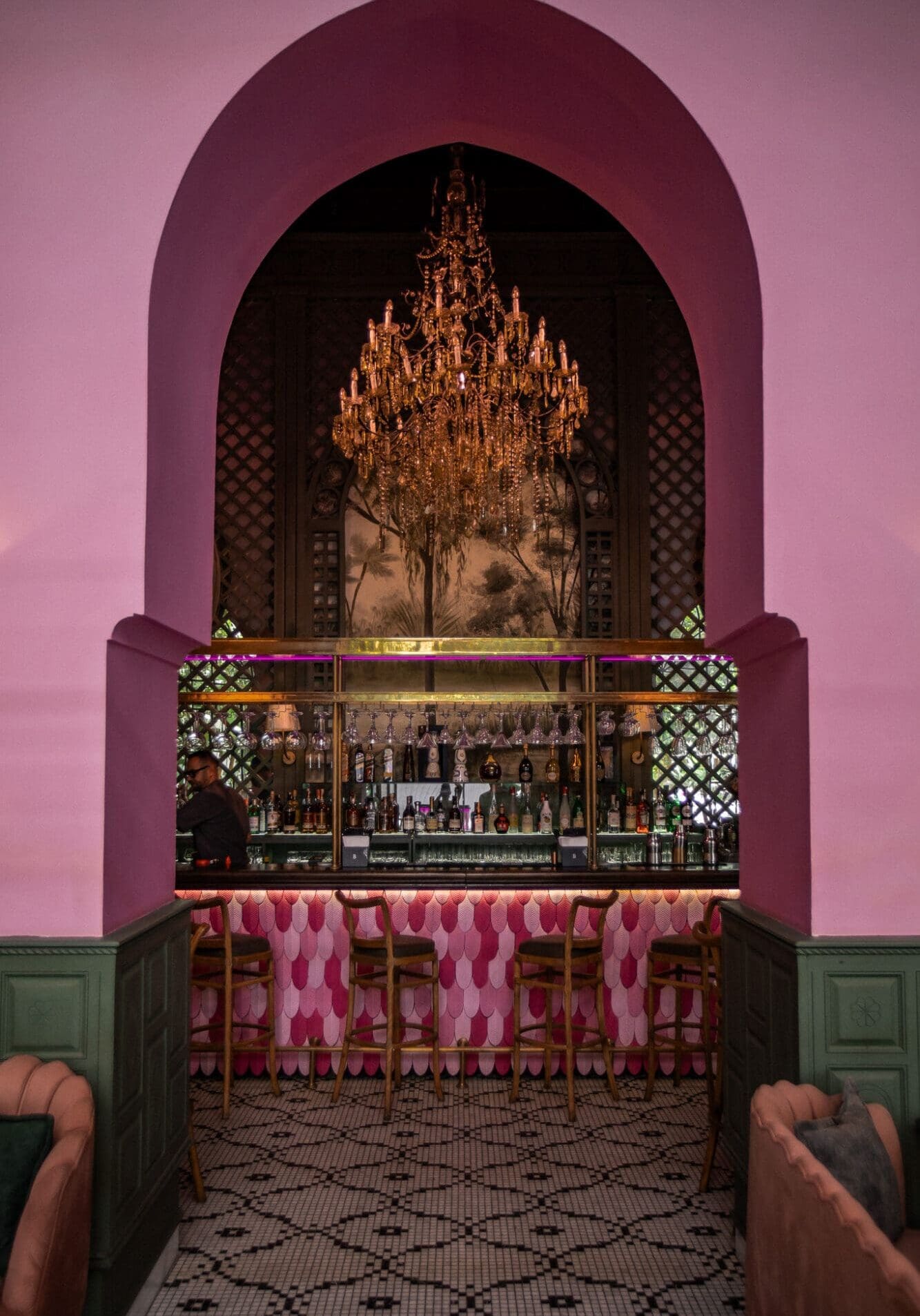 Les Jardin de Lotus Marrakech Restaurant Pink Bar