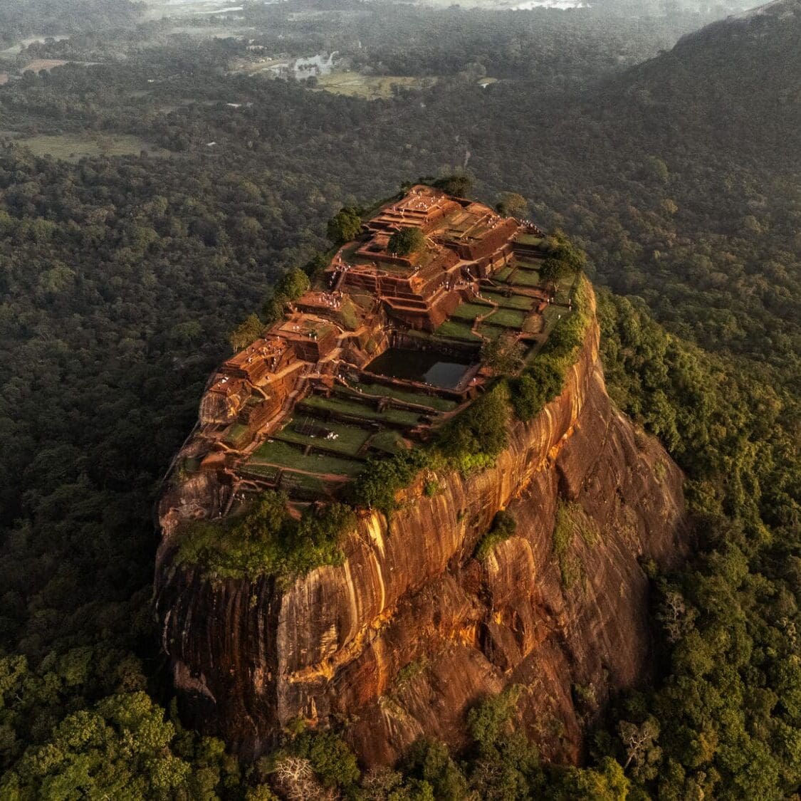 Lion's Rock Sigiriya Sri Lanka at Sunrise from above