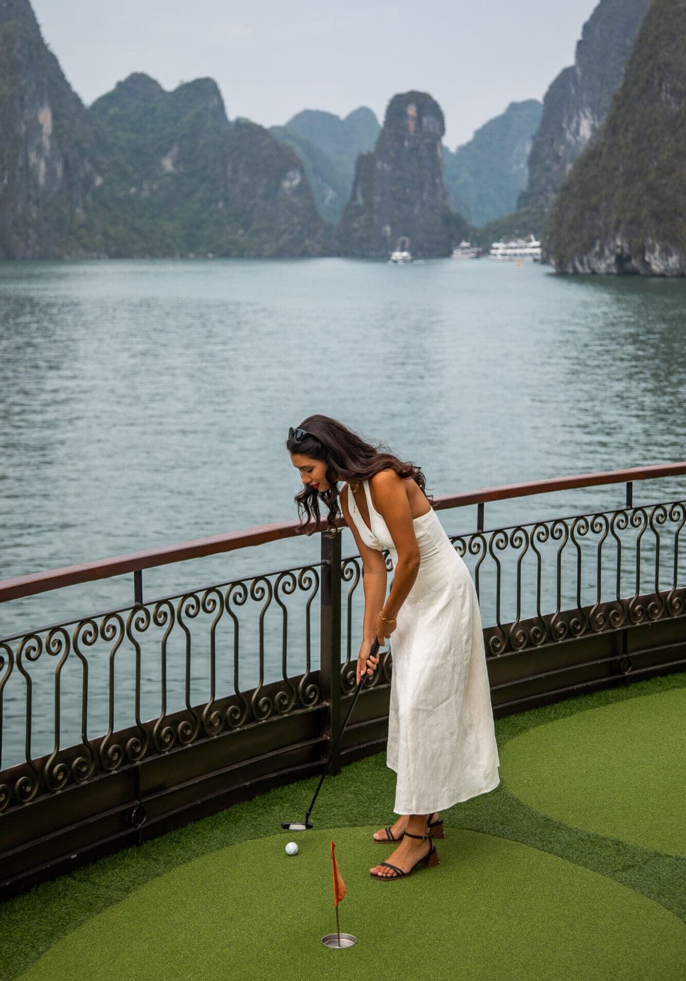 Mini Golf at sea aboard the Indochine Premium Ha Long Bay Vietnam