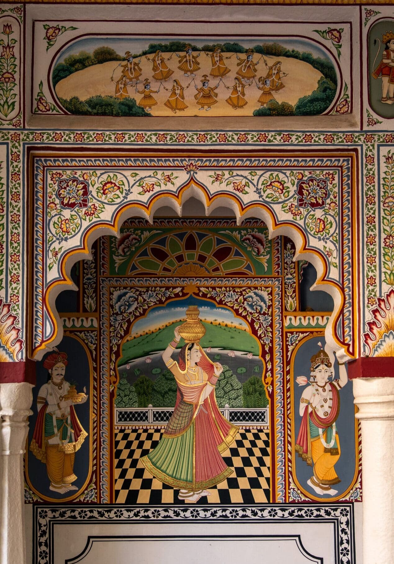 Painted murals at Rohet Garh Rajasthan India