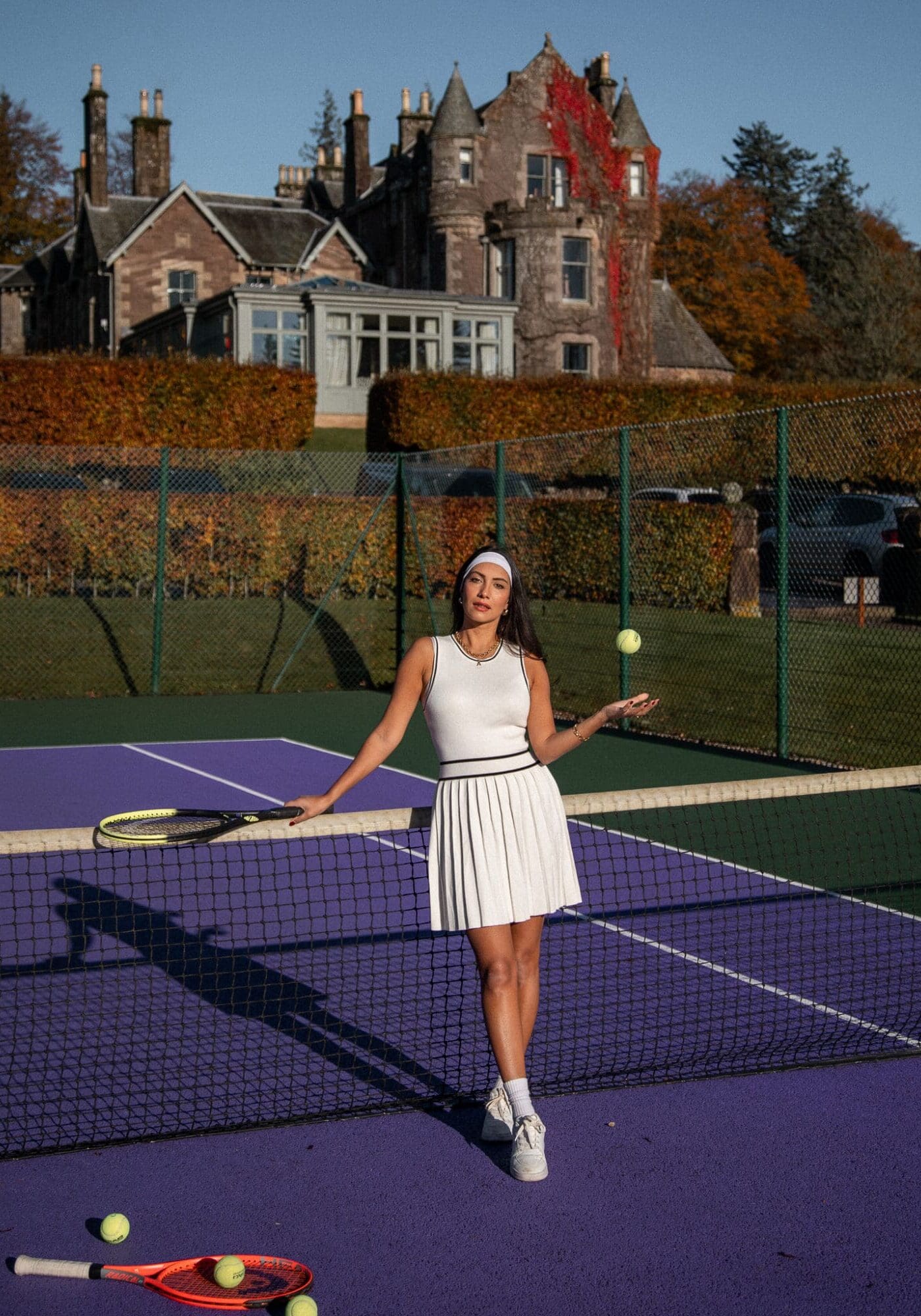 Tennis on the grounds at Cromlix, Scotland Luxury Hotel