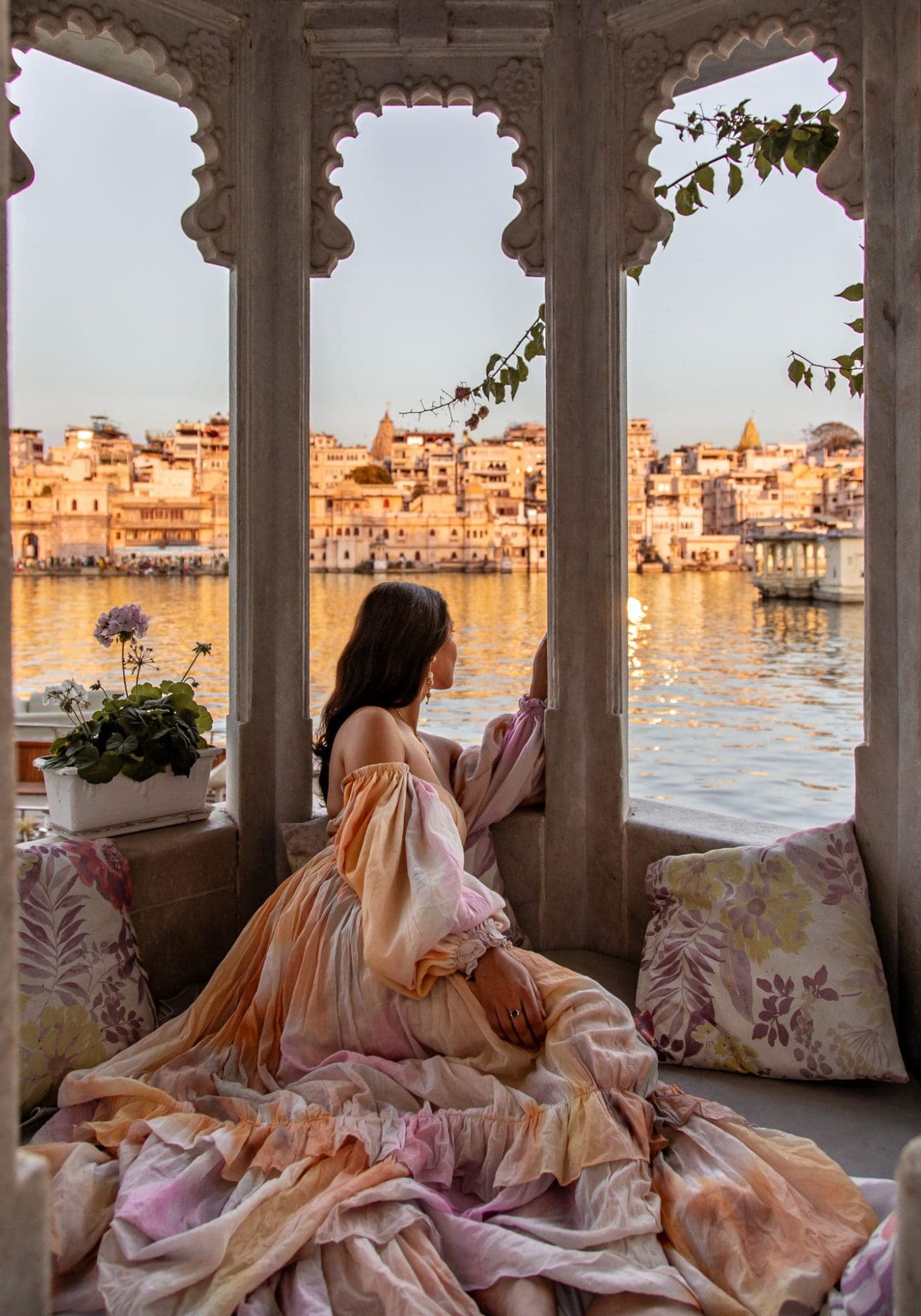 Udaipur View out over the lakes at Golden Hour