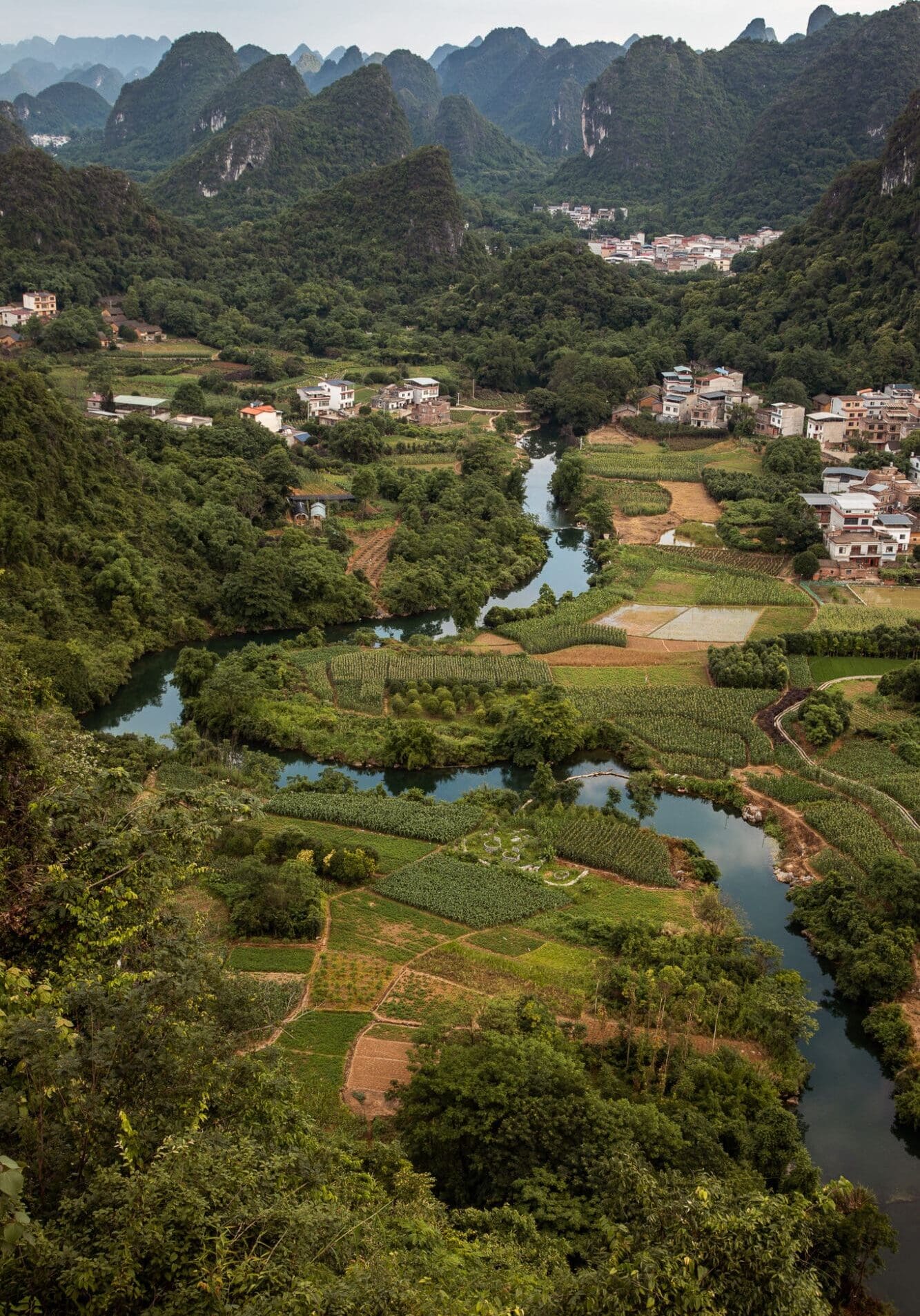 View from Wuzhi Hill, Cuiping Sunset in Yangshuo Guilin China
